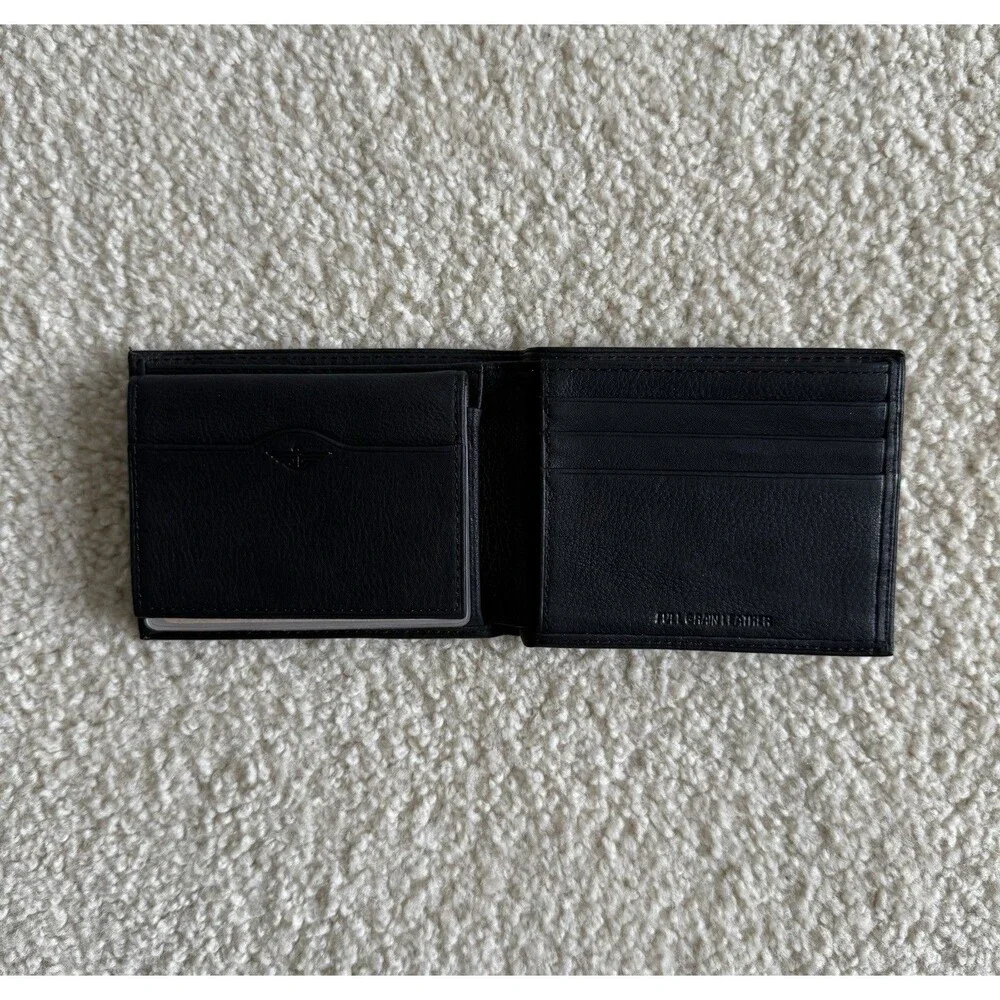 Dockers Men’s Pocketmate Full Grain Leather L-Fold Wallet Black-New With Box